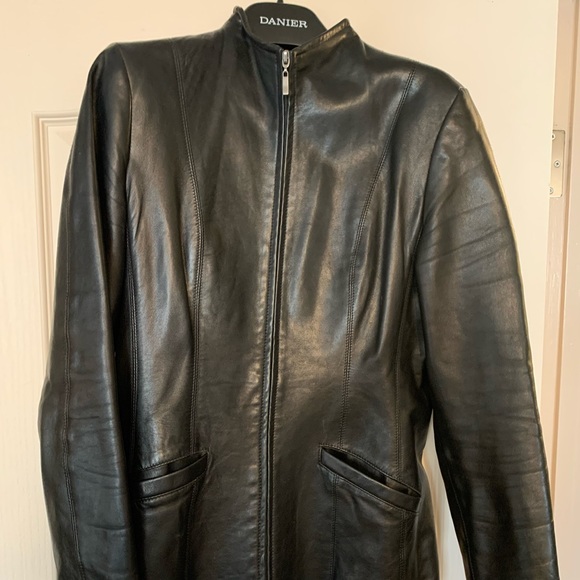 Danier Black Leather Mock-Neck Jacket - Picture 2 of 8